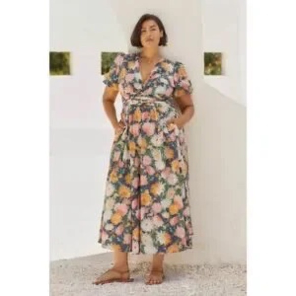 ANTHROPOLOGIE sz p xxs The Katerina Button Front dress in Blue Floral motif - Picture 5 of 5